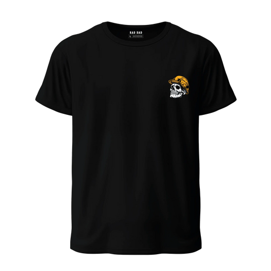 Blue Collar Dad Front With Skull Wearing Hard Hat On Left Chest