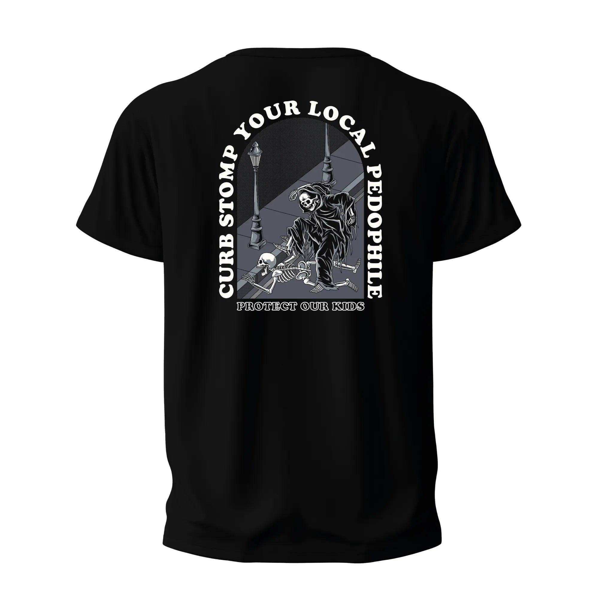 Curb Stomp Your Local Pedophile Shirt (Back)