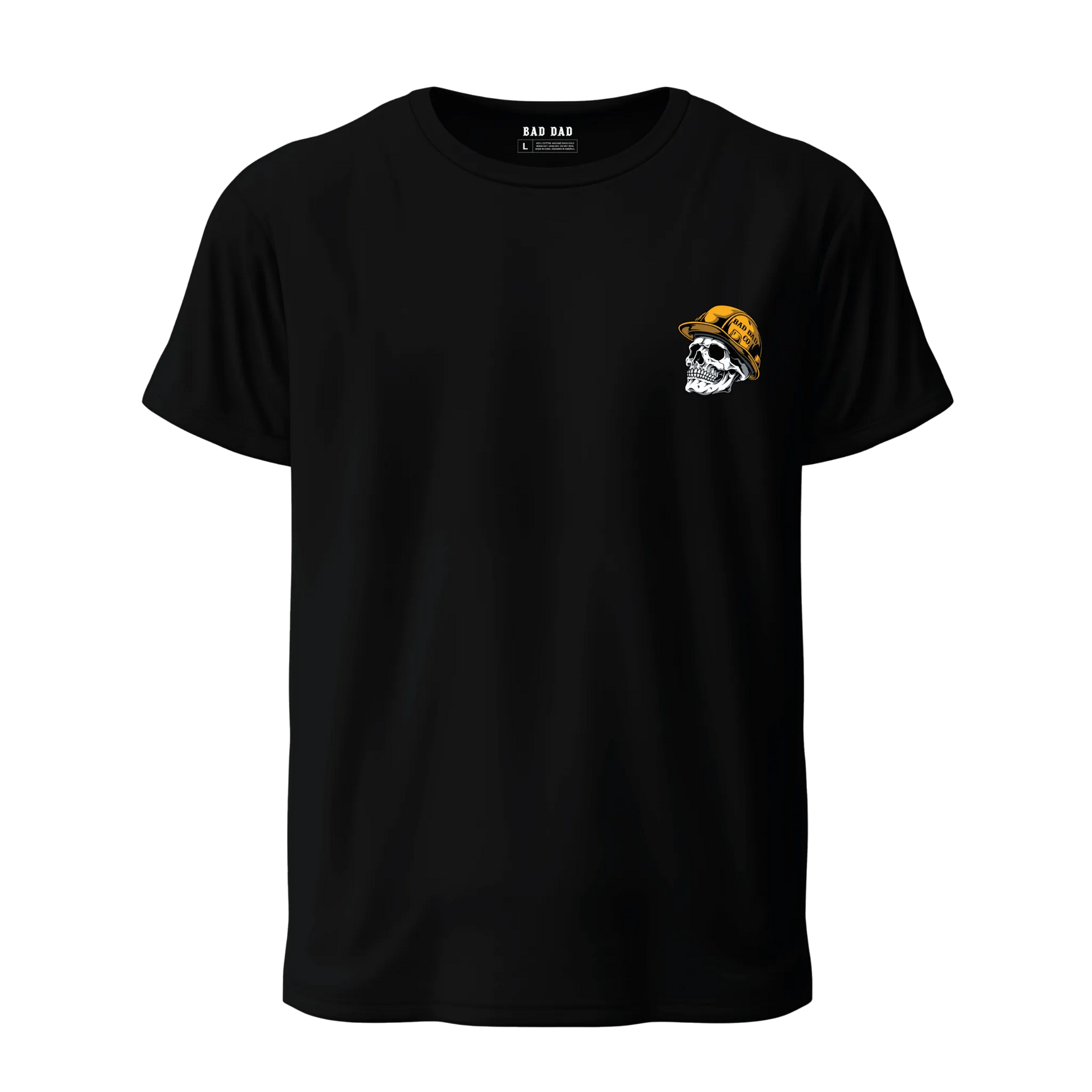 Blue Collar Dad Front With Skull Wearing Hard Hat On Left Chest