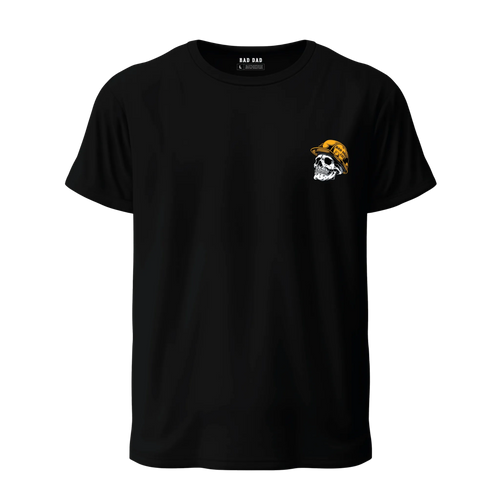 Blue Collar Dad Front With Skull Wearing Hard Hat On Left Chest