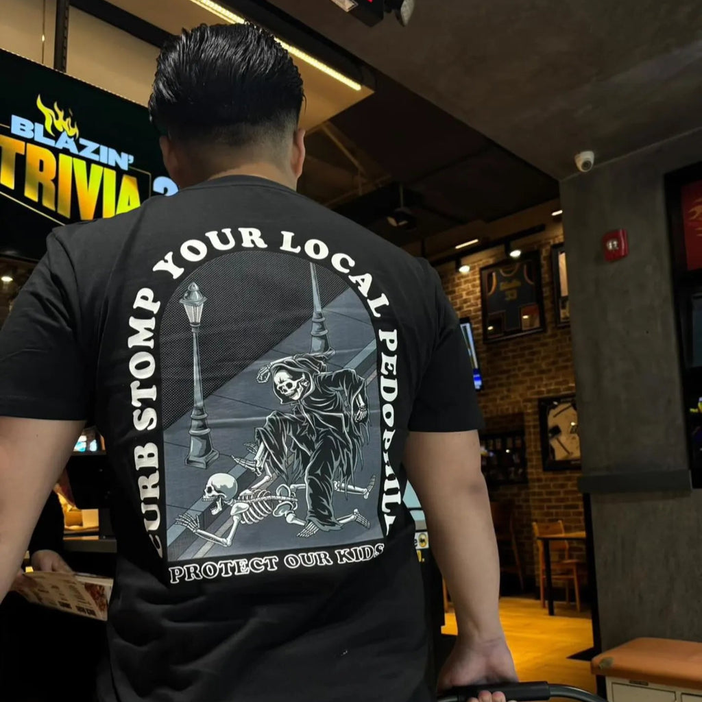 Wearing Curb Stomp Your Local Pedo at the Restaurant